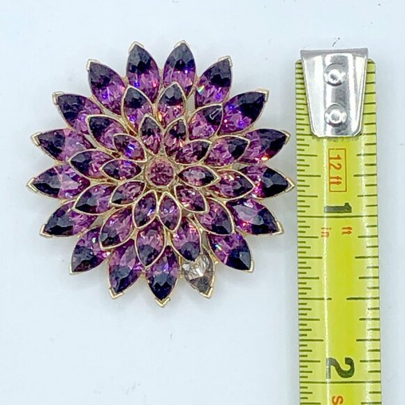 Vintage Purple Floral Screw Back Earrings + Bonus Brooch (Needs Repair) - Picture 3 of 14